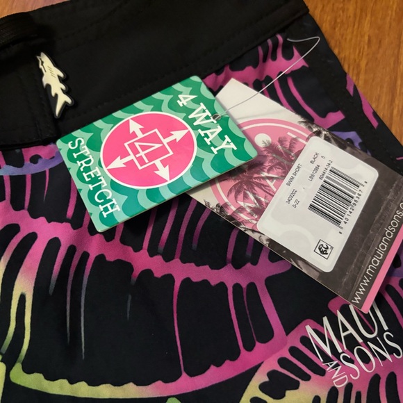 New! Maui And Sons Woman Swim Shorts Size 5 Black - Picture 6 of 6